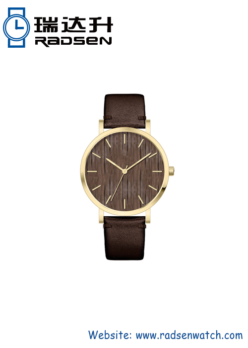 Stainless Steel Watch With Wood Dial