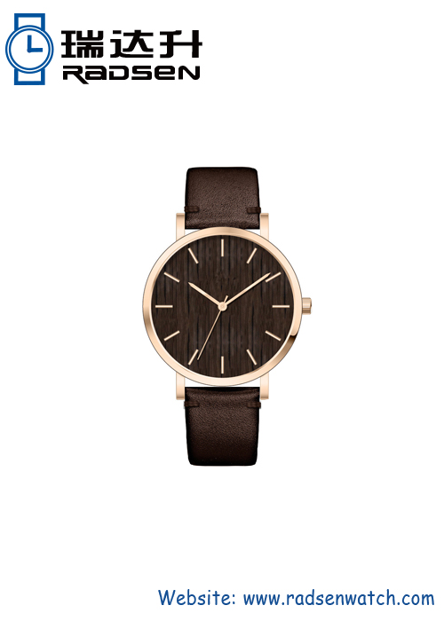 Stainless Steel Watch With Wood Dial
