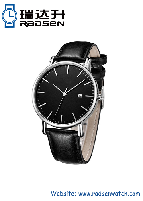 Black Leather Band Watch