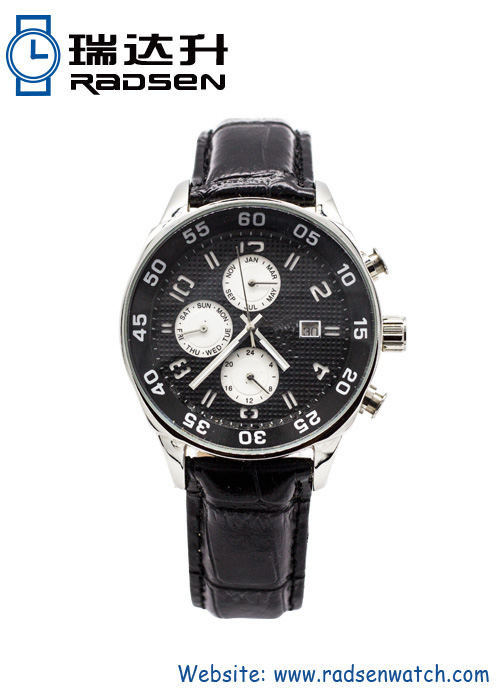 Mejor relojes Cronógrafo negro para hombres Multi función con acero inoxidable