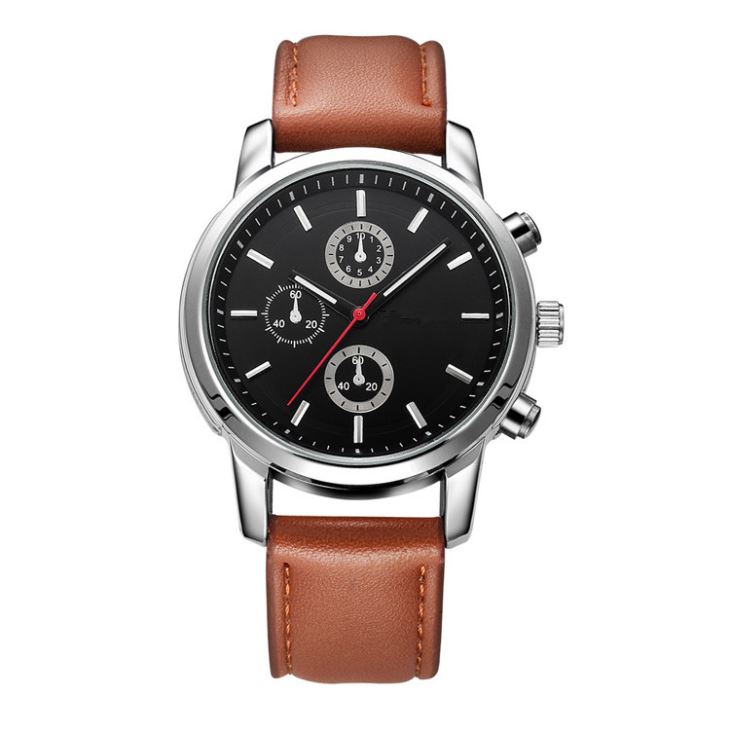 Reloj de cuero para hombre con dial de cronógrafo