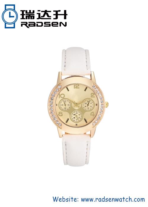 Crystal Women Watch With Fake Chronograph Eyes