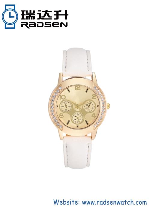 Reloj de mujer de cristal con ojos de cronógrafo falso