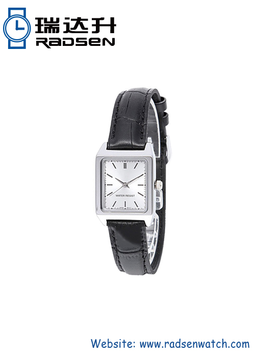 Women Square Face Wrist Watch With Leather Strap
