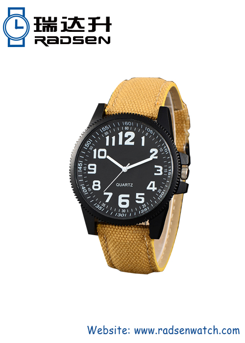 Cool Black Sport Men Watches with Canvas Fabric Strap