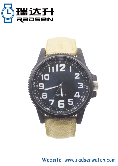 Cool Black Sport Men Watches with Canvas Fabric Strap