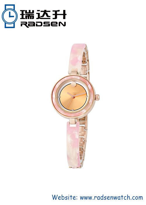 Acetate Watches With Glossy Resin Link To Metal Case Strap For Women In Different Colors