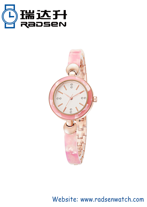 Acetate Watches With Glossy Resin Link To Metal Case Strap For Women In Different Colors