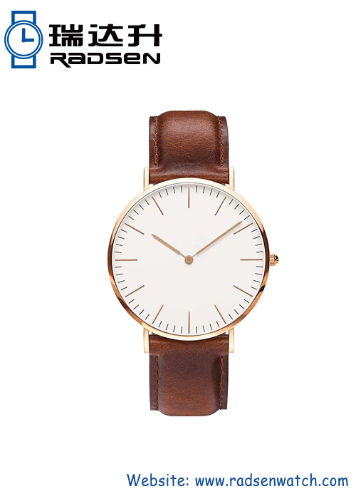 Popular Thin Mens Wrist Watches with Leather Strap