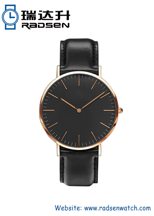 Popular Thin Mens Wrist Watches with Leather Strap