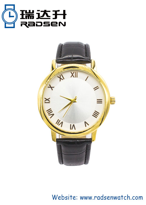 Womens Gold Watches with Black Strap Hot Sell For Supermarket