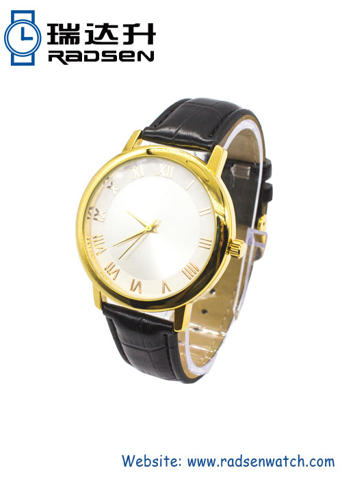 Womens Gold Watches with Black Strap Hot Sell For Supermarket