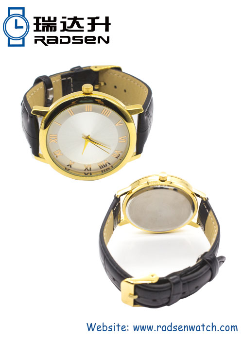 Womens Gold Watches with Black Strap Hot Sell For Supermarket