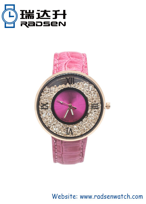 Floating Diamond Watches for Ladies with Stone on Watch Face