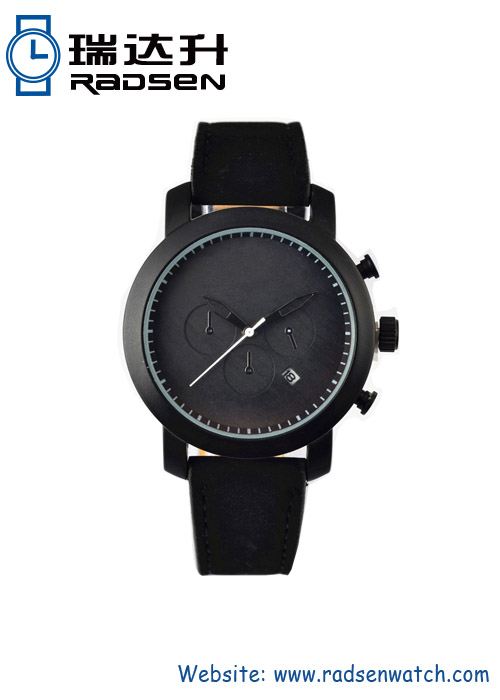 Moda que todo negro relojes para mujeres con correa negra y esfera