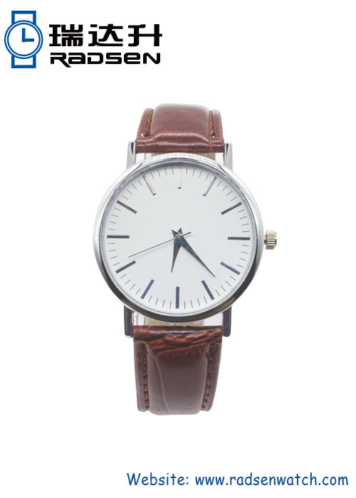 Nueva moda cuero esfera blanca relojes hombres mujeres