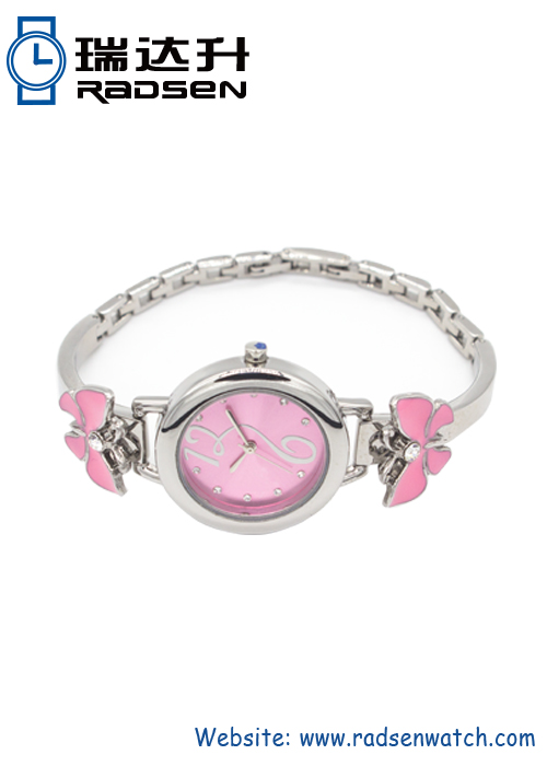 Custom Super Slim Band Wrist Watches for Womens with Butterfly On Case