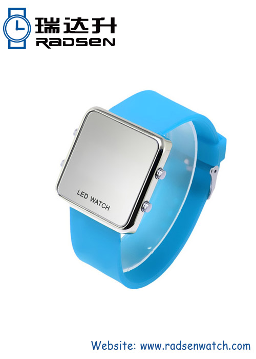 New Novelty Mirror Watches LED Display Watches with Silicone Band