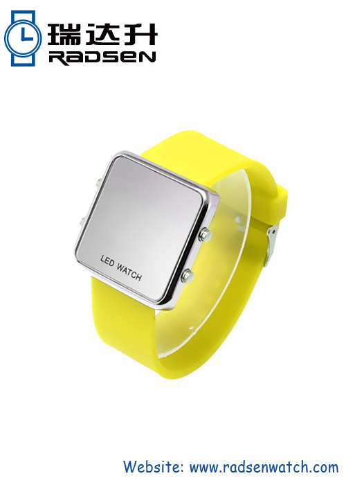 New Novelty Mirror Watches LED Display Watches with Silicone Band