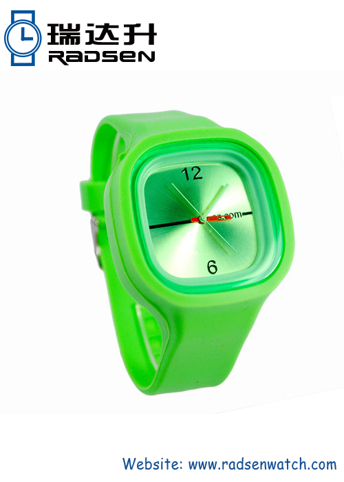 Silicone Jelly Watches with Green Big Face Perfect For Promotion Gift