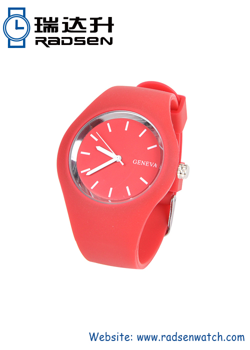 Fashion Ladies Silicone Rubber Strap Wrist Watches with Assorted Colors