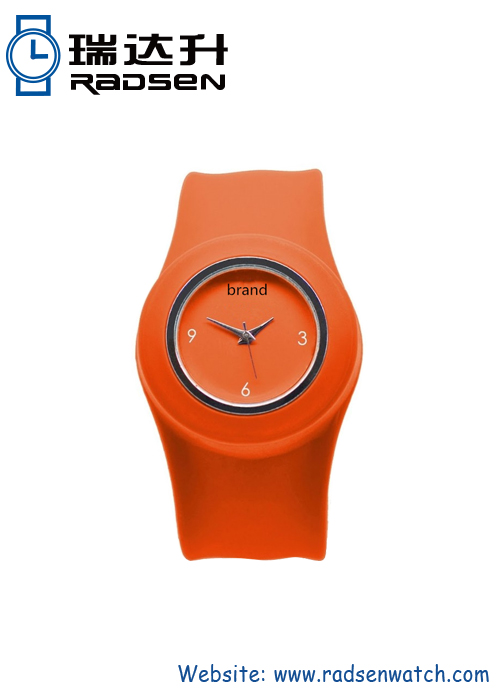 Kids Slap Wrist Band Watches With Eco Friendly Silicone Rubber With Many Color