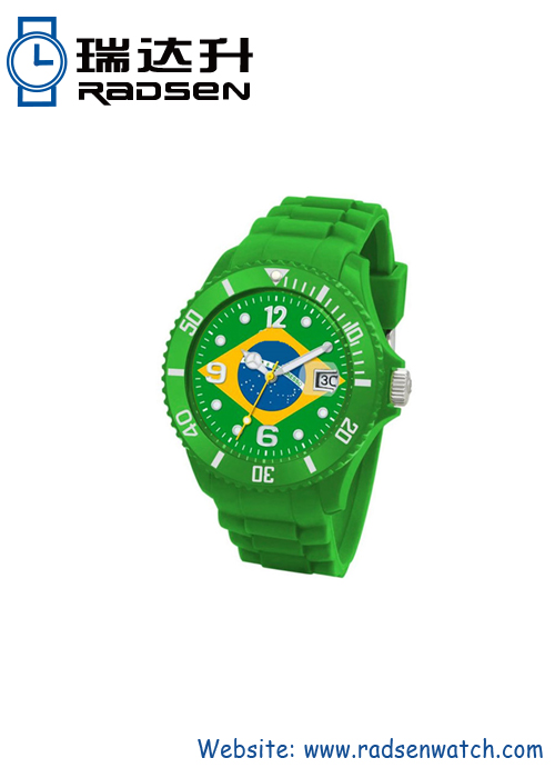 Silicone Band Wrsit Watches With National Flag For Sport Team And Event