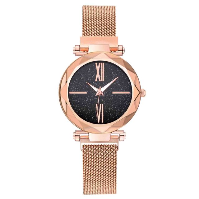 Women magnet closure mesh band watches