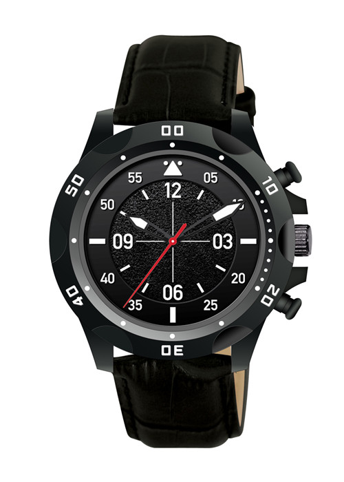 Big black face men watches with leather strap