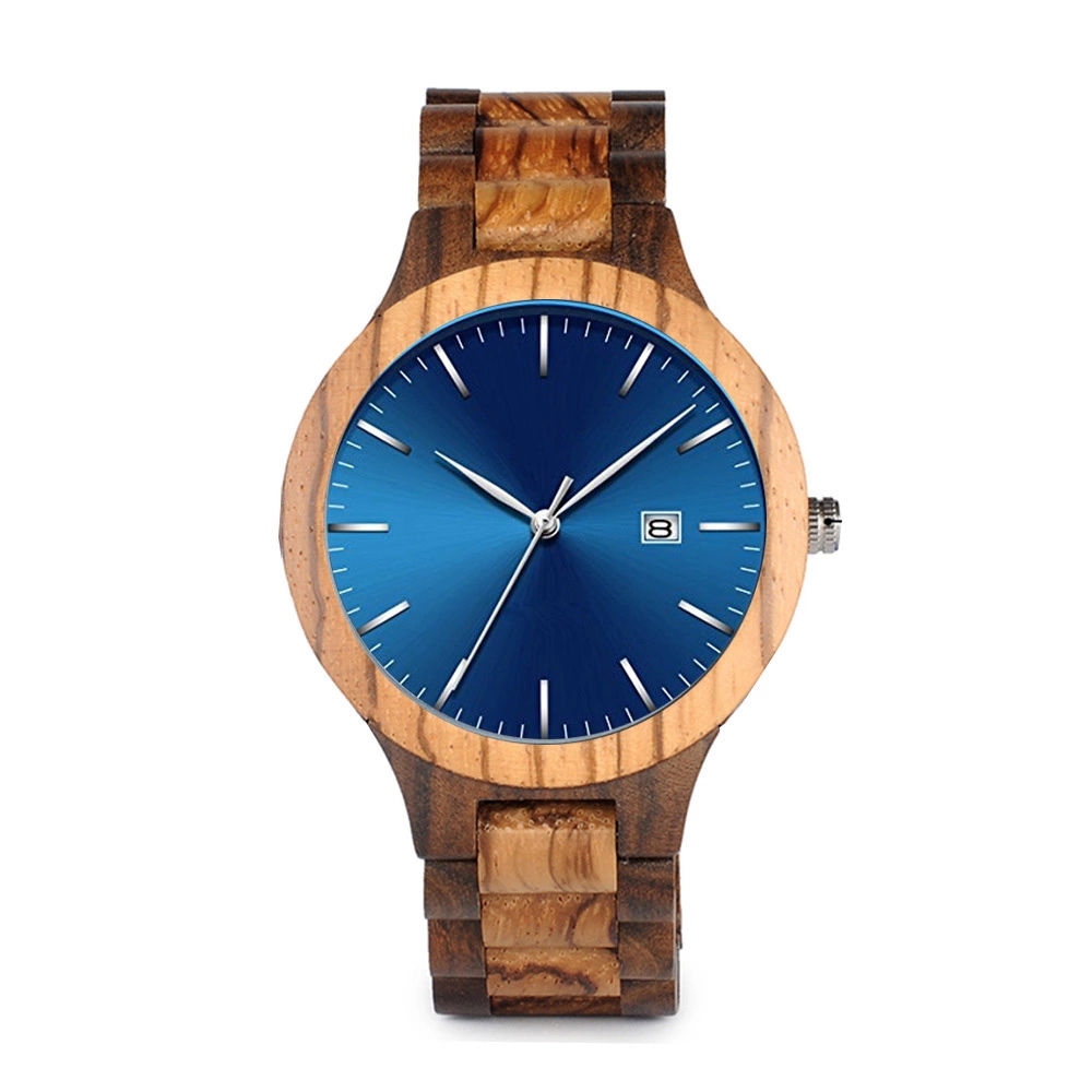 Zebra wood watch with calendar